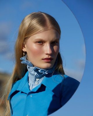 Out now @harpers_bazaarkz editorial featuring blue Ekaterina top from our SS18 collection 💛 photography: @christinekreiselmaier styling: @anatdychtwald